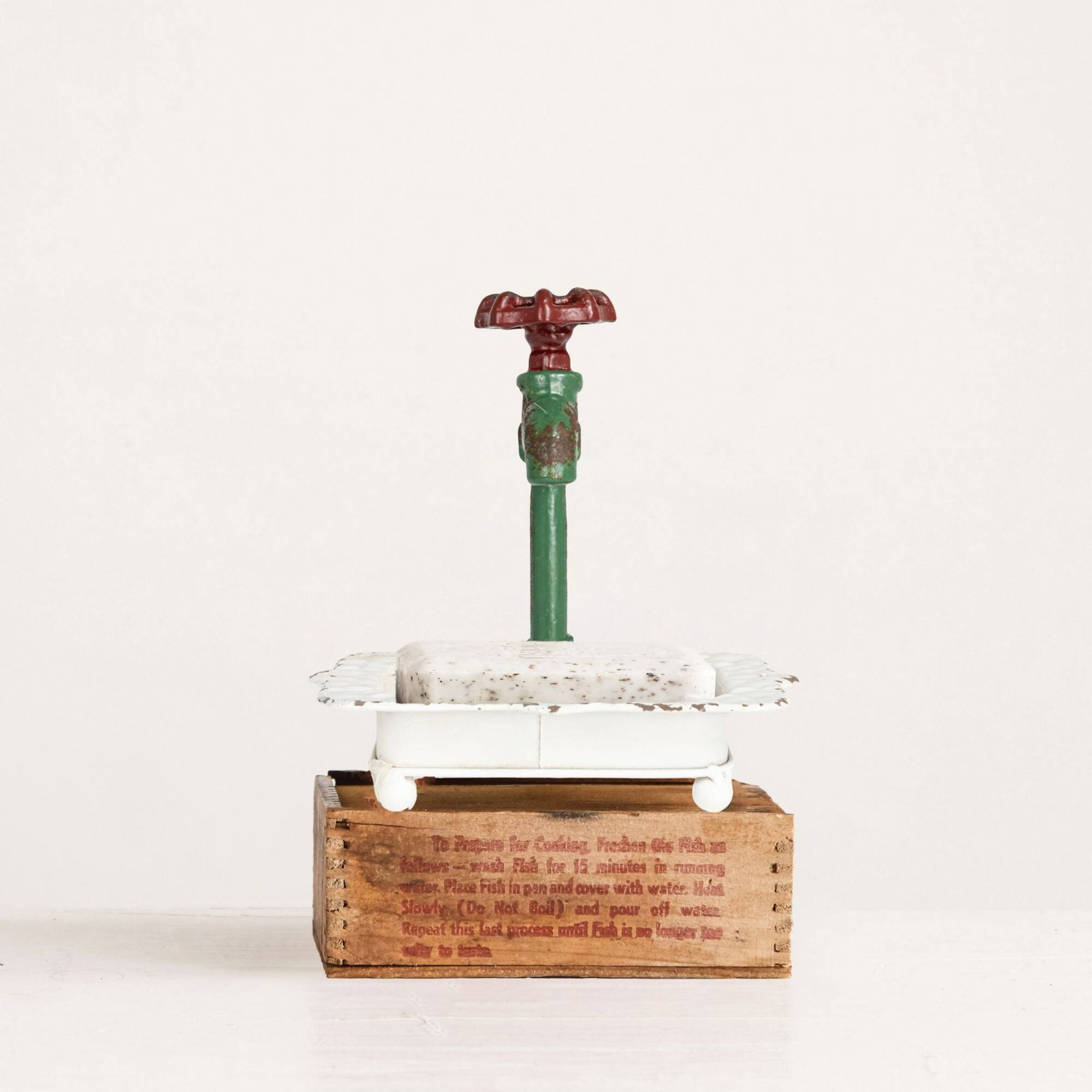 Charming Cast Iron Soap Dish with Miniature Faucet Detail